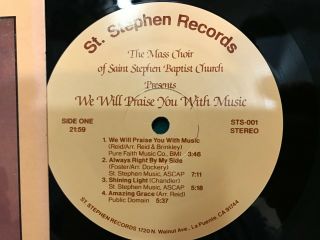 MASS CHOIR of SAINT STEPHEN BAPTIST LP Private Gospel Soul Rare HEAR Listen Mp3 2