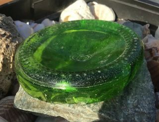 BEACH/SEA GLASS RARE LIME GREEN LARGE BOTTLE BOTTOM PIECE 5