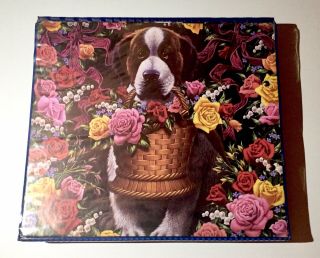 Rare Vintage 90’s Mead Trapper Keeper Binder Dog With Garden Flowers Retro