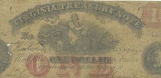 $1 " Virginia Treasury Note " 1800 