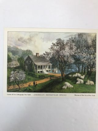 4 Vintage Currier and Ives Lithographs American Homestead The Four Seasons Rare 4