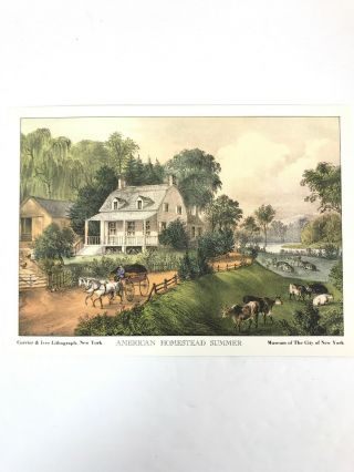 4 Vintage Currier and Ives Lithographs American Homestead The Four Seasons Rare 5