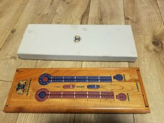 Noble Games Cherry Cribbage Board Game Two Track Rare to Find COMPLETE 2