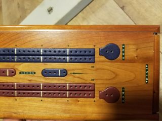 Noble Games Cherry Cribbage Board Game Two Track Rare to Find COMPLETE 5