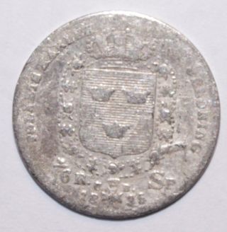 1835,  1/16 Riksdaler Sweden Silver Very Rare Only 433,  000 Minted Vintage Coin