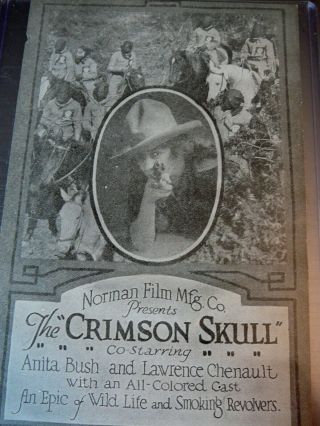" The Crimson Skull " 1922 All Black African American Silent Western Very Rare