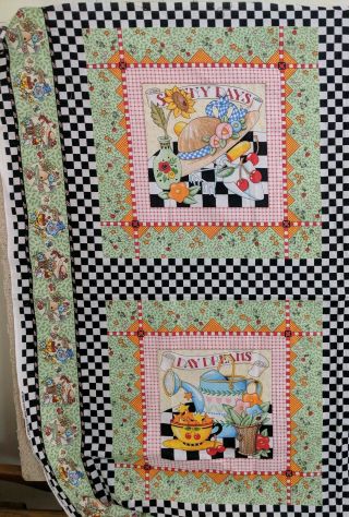 RARE 1994 AT HOME WITH MARY ENGELBREIT CHEATER QUILT SQUARES FABRIC PANEL 2