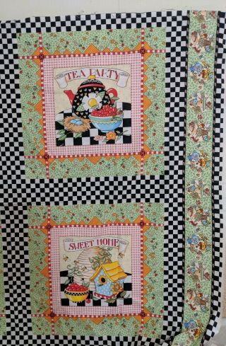 RARE 1994 AT HOME WITH MARY ENGELBREIT CHEATER QUILT SQUARES FABRIC PANEL 3