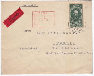 Wwii Germany Russia Latvia Poland Riga Occupation Registered Express Cover Rare