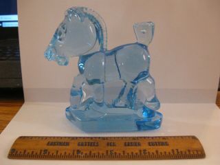Very Rare 1993 Light Clear Blue Hca Heisey Dalzell Glass Sparky Horse Figurine
