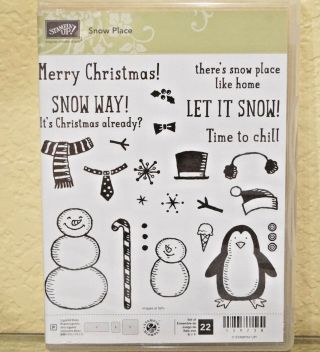 Retired Snow Much Fun Stamp Set Christmas Merry Christmas Snowman Stars Rare