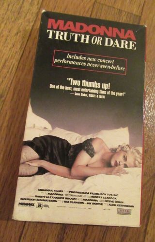 Madonna - Truth Or Dare (vhs,  1991) Vtg Vintage Rare Pre - Owned