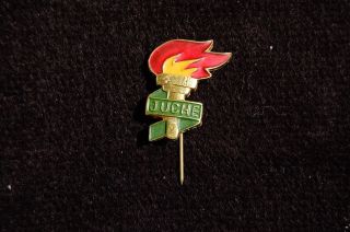 Juche Ideology - Vintage N Korea Dprk Communist Propaganda Pin Badge - Rare