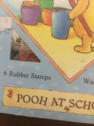 Vintage RARE Disney CLASSIC Winnie the POOH AT SCHOOL Rubber Stamp Set Teacher 2