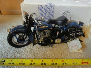 Franklin Diecast 1/10 Blue 1948 Harley Davidson,  Panhead Motorcycle.  Rare