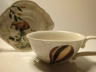Rare ANTHROPOLOGIE Rebecca Rebouche Tea Cup & Saucer/Plate Set Curious Deciduous 7