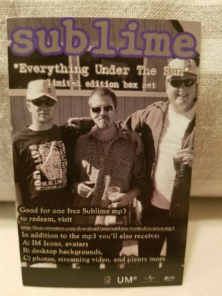 Rare Sublime Everything Under The Sun Promo Postcard Minis - Bud,  Brad,  And Eric