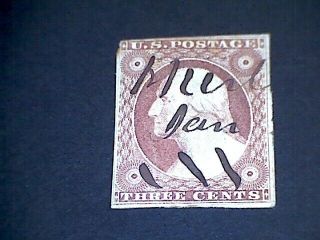 U.  S.  Stamp Scott 11 (verified) Dull Red 1851 - 1857 Rare