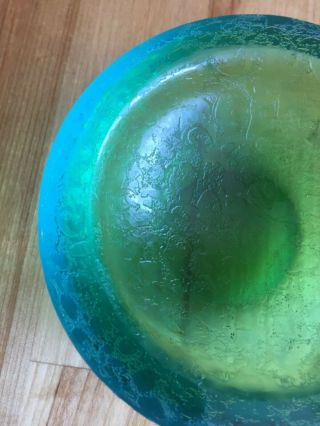 Daum France Art Glass Pate de Verre Trinket Dish Dresser Bowl Blue & Green Rare 3