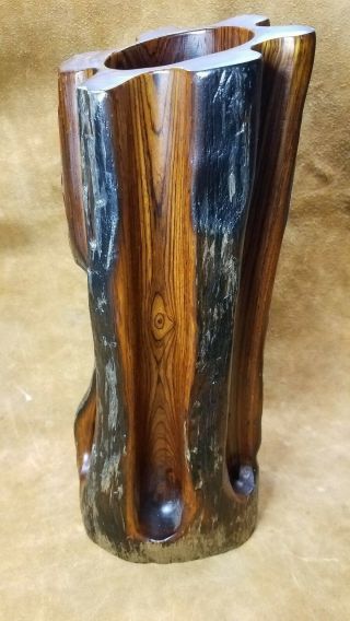 Large 15 " Arturo Solano Costa Rica Hand Carved Wood Burl Vase Display Rare