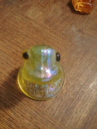 Carnival Glass Iridescent Yellow Frog Rare Color Vintage Classical Paperweight