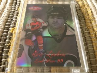 Rare Eric Lindros Insert Card 1999 Topps Gold Label Goal Race 27/92