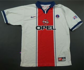 Rare Vintage Nike Paris Saint - Germain F.  C.  Opel 1997 - 1998 Jersey 90s Youth Sz Xl