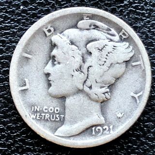 1921 D Mercury Dime 10c Better Grade Silver Rare Key Date 18676