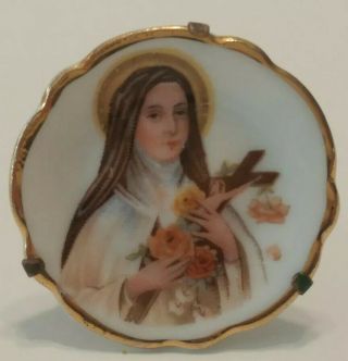 Vintage Limoges France Porcelain Miniature Plate Virgin Mary Holding Cross Rare