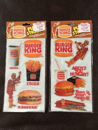 Rare Vintage Stickers Burger King Puffy Stickers 1982 Whopper Fries Gordy
