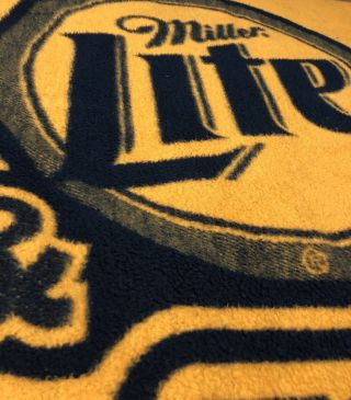 VTG Miller Lite ESPN Biederlack Thick Heavy Pile Fleece Blanket USA 55X73 RARE 2