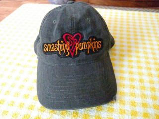Rare Vtg Smashing Pumpkins Hat Black Red Heart Adjustable Cap Tour Gear Dark 90s
