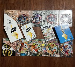 /771\ Live Aid ' 85 AND Live 8 ' 05 (Eight) 2x 4 - Disc DVDs Rare & OOP w/ Booklets 2