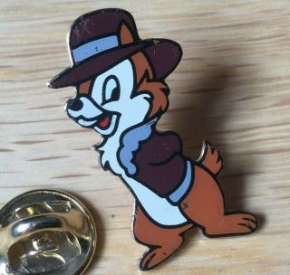 Rare Htf Walt Disney Chip And Dale Chipmunk As Indiana Jones Costume Pin Brooch