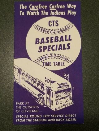 Rare Vintage 1940s Era Cleveland Indians Cts Bus Schedule 2