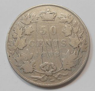 1888 Obv.  3 Fifty Cents G - Vg Very Rare Date Early Queen Victoria Key Canada 50¢