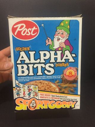 Rare 1980s Post Alpha - Bits Empty Cereal Box Sport Goofy Canada Collectible Sign
