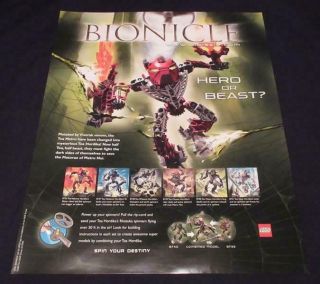 Lego Bionicle Rare Poster 2005 Toa Hordika 18x22 Poster Hero Or Beast?