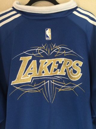 Rare Adidas La Lakers Blue White Metalic Gold Limited Edition Nba Jacket Sz 2xl