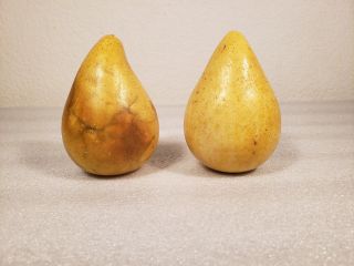 Rare Vtg Italian Hand Carved & Painted Alabaster Stone Pears Decorative Fruits