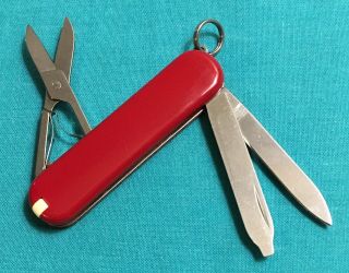 RARE Victorinox Swiss Army Pocket Knife - Red Classic SD Charles Elsener Logo 3