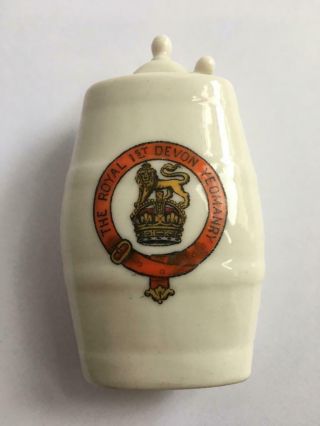 Rare Goss Crested Water Bottle Royal 1st Devon Yeomanry Battle Of Waterloo