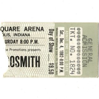 Aerosmith & Rose Tattoo & Pat Travers Band Concert Ticket Stub 12/4/82 Indy Rare