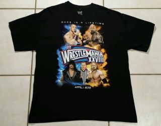 Rare Wwe Wrestlemania Xxviii 2012 John Cena And The Rock Black T - Shirt Men 