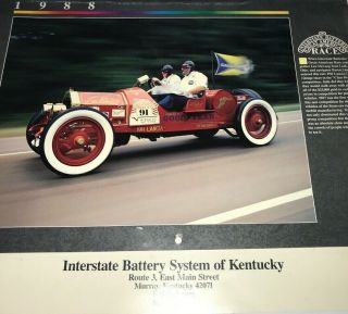 1988 Interstate Batteries Great American Race Automobile Calendar Rare