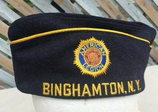 Vintage American Legion Cap Hat Blue Post 1254 Binghamton Ny Size 7 1/4 Vet Rare