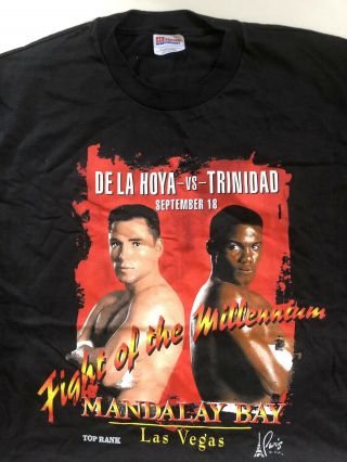 Rare Vintage 1999 Oscar De La Hoya Vs Felix Trinidad Boxing Shirt L Nwot