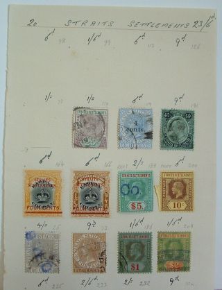 Straits Settlements Old Group On Page Inc Sg 71 & $5 Revenue,  Rare