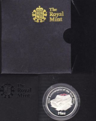 2009 Uk Alderney Silver £5 Mini Car 50th Anniversary Proof Rare 5000 Royal