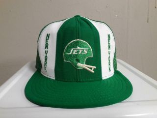 York Jets Vintage Mesh Nfl Football Snap Back Trucker Hat Lucky Stripes Rare